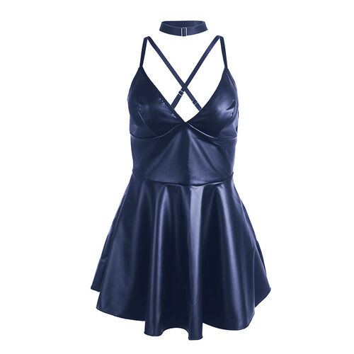 SUBBLIME - 955410 VESTIDO CON TIRANTES DE CUERO AZUL S/M