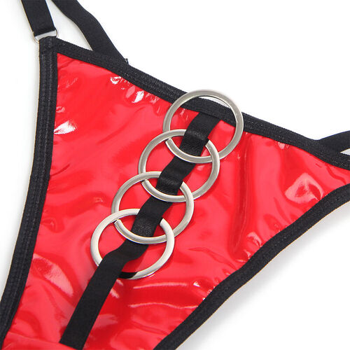 SUBBLIME - 955533 CONJUNTO SUJETADOR CON CREMALLERA DE MALLA DE CHAROL ROJO S/M