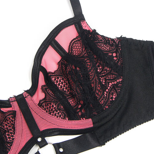 SUBBLIME - 955571 CONJUNTO SUJETADOR CON CREMALLERA DE MALLA DE CHAROL ROSA S/M