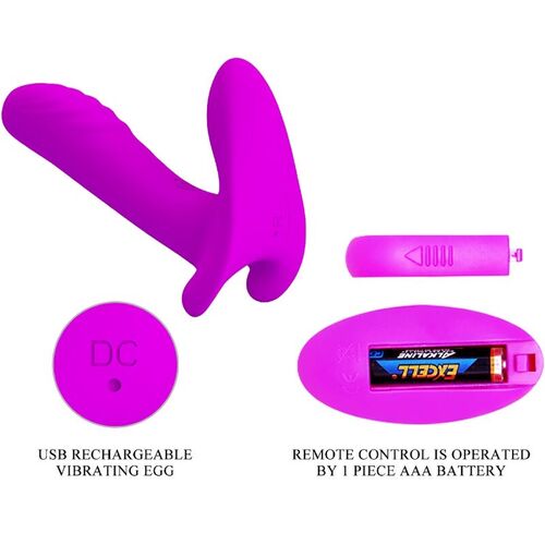 PRETTY LOVE - MASAJEADOR & VIBRADOR 12 VIBRACIONES CONTROL REMOTO MORADO