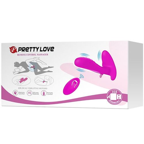 PRETTY LOVE - MASAJEADOR & VIBRADOR 12 VIBRACIONES CONTROL REMOTO MORADO