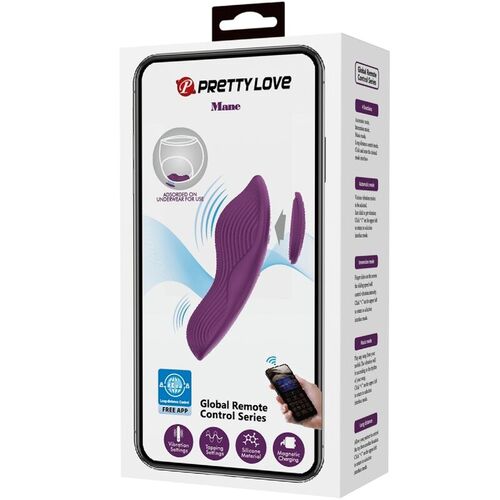 PRETTY LOVE - MANE MASAJEADOR LAY ON CLÍTORIS 10 VIBRACIONES CONTROL REMOTO MORADO