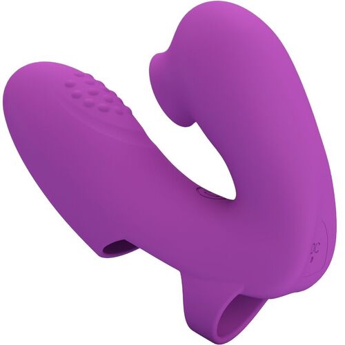 PRETTY LOVE - ATHENA VIBRADOR DE DEDO CON ESTIMULADOR CLÍTORIS MORADO