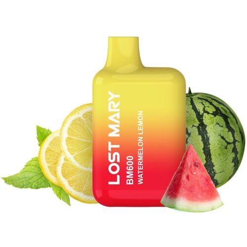 LOST MARY - (PACK PROFESIONAL EXPOSITOR - 10 UNIDADES) BM600 VAPER NICOTINA 2% DESECHABLE SABOR SANDÍA LIMÓN