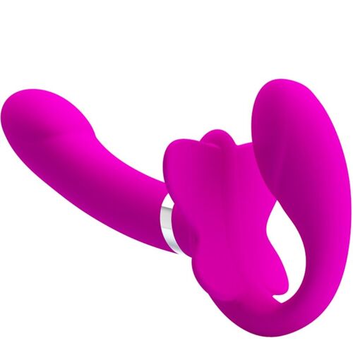 PRETTY LOVE - VALERIE VIBRADOR DOBLE STRAP-ON 12 VIBRACIONES MORADO