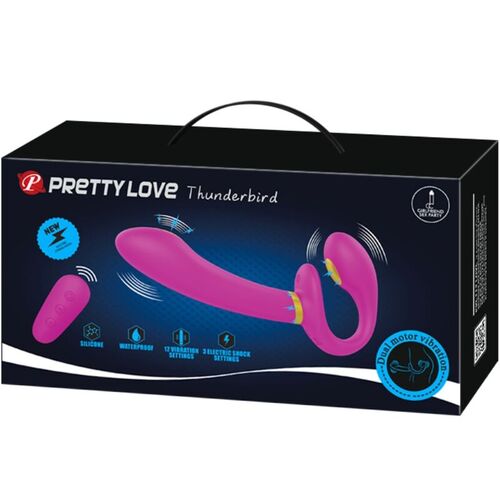 PRETTY LOVE - THUNDERBIRD VIBRADOR DOBLE STRAP-ON CONTROL REMOTO MORADO