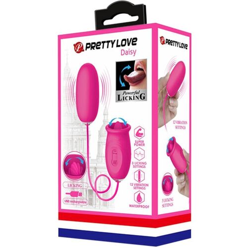 PRETTY LOVE - DAISY HUEVO VIBRADOR + LENGUA ESTIMULADORA DE CLÍTORIS ROSA