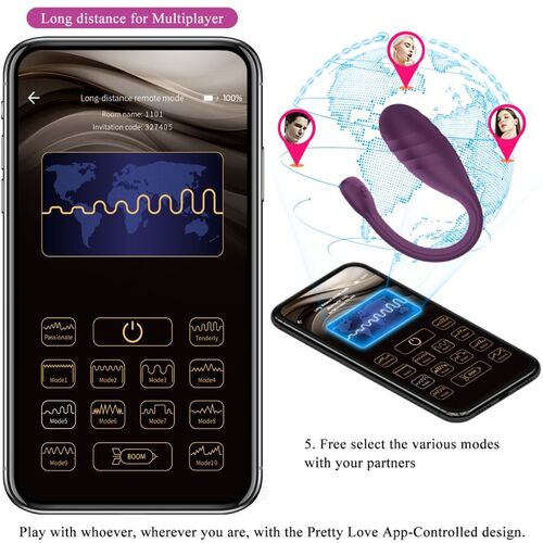 PRETTY LOVE - LEVIATHAN VIBRADOR CONTROLADO POR APP MORADO