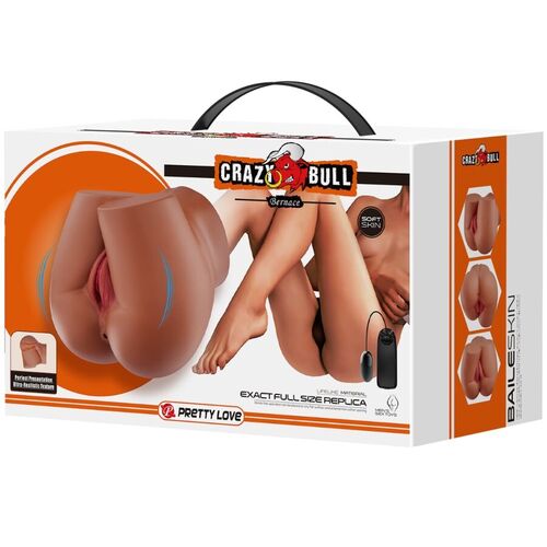 CRAZY BULL - BERNACE TRASERO VIBRADOR CON VAGINA Y ANO REALÍSTICO NATURAL CONTROL REMOTO