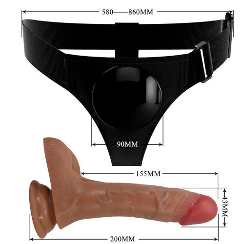 PRETTY LOVE - HARNESS BRIEFS UNIVERSAL CON DILDO VIBRACIÓN Y SQUIRTING 15.5 CM MULATO