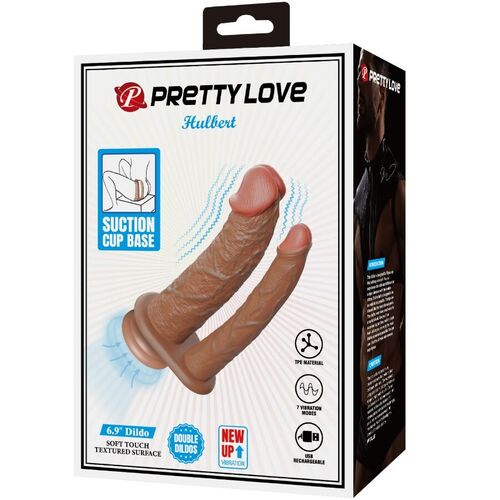 PRETTY LOVE - HULBERT DOBLE DILDO REALÍSTICO CON VIBRACIÓN MULATO