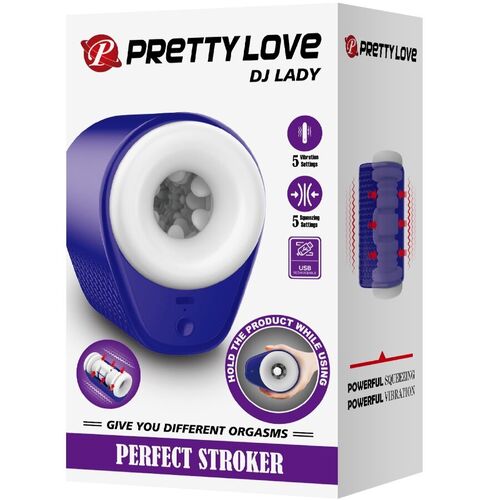 PRETTY LOVE - DJ LADY MASTURBADOR MASCULINO CON VIBRACIÓN 5 CONFIGURACIONES MORADO