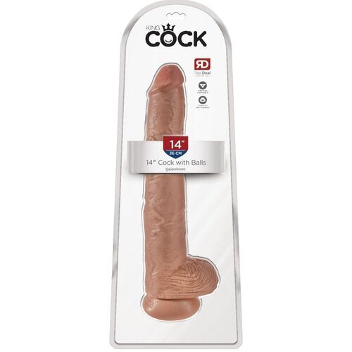 KING COCK PENE REALÍSTICO CON TESTÍCULOS 35.6 CM