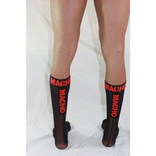 MACHO - CALCETINES FINOS NEGRO/ROJO TALLA ÚNICA