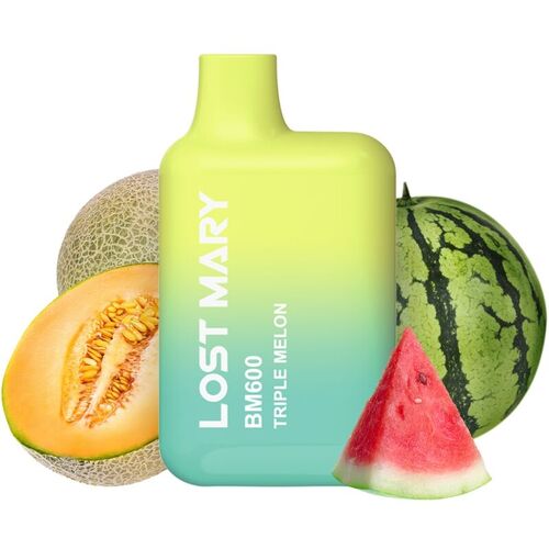 LOST MARY - (PACK PROFESIONAL EXPOSITOR - 10 UNIDADES) BM600 VAPER NICOTINA 2% DESECHABLE SABOR TRIPLE MELÓN