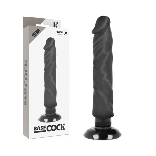 BASECOCK - VIBRADOR REALISTICO 2-1 NATURAL NEGRO 20 CM -O- 4 CM