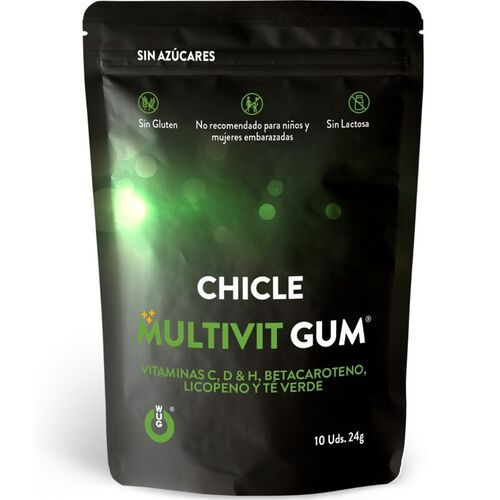 WUG GUM - MULTIVIT CHICLE VITAMINA C, H, D, BETACAROTENO, LICOPENO Y T VERDE 10 UNIDADES