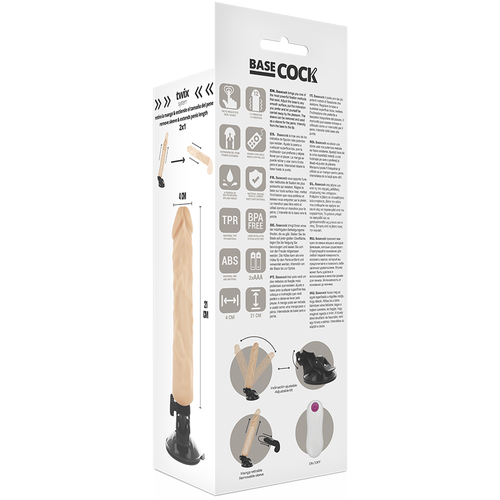 BASECOCK - VIBRADOR REALISTICO CONTROL REMOTO NATURAL 21 CM -O- 4 CM