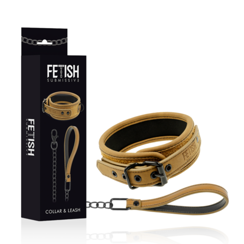 FETISH SUBMISSIVE ORIGEN - COLLAR CON CADENA CON FORRO DE NEOPRENO