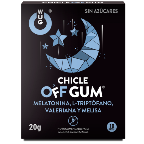 WUG GUM - OFF CHICLE VALERIANA, TRIPTFANO, MELISA Y MELATONINA 10 UNIDADES