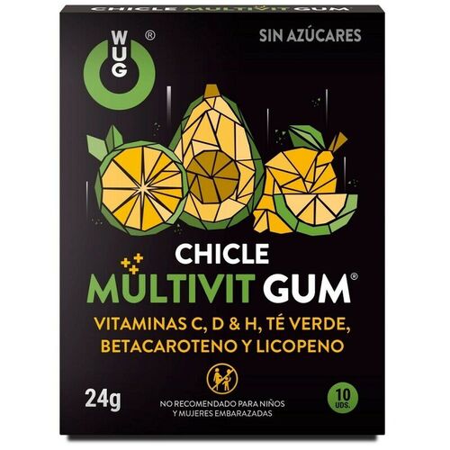 WUG GUM - MULTIVIT CHICLE VITAMINA C, H, D, BETACAROTENO, LICOPENO Y T VERDE 10 UNIDADES