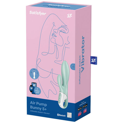 SATISFYER - AIR PUMP BUNNY 5+ VIBRADOR RABBIT INFLABLE APP VERDE