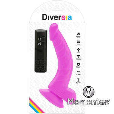 DIVERSIA - DILDO FLEXIBLE CON VIBRACION LILA 21.5 CM -O- 4.5 CM