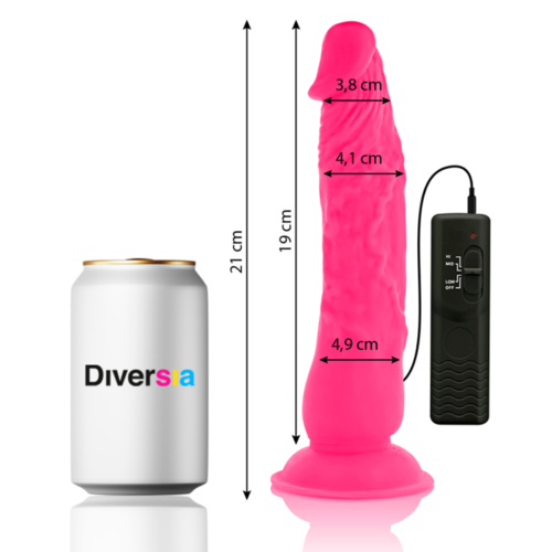 DIVERSIA - DILDO FLEXIBLE CON VIBRACION 21 CM - ROSA