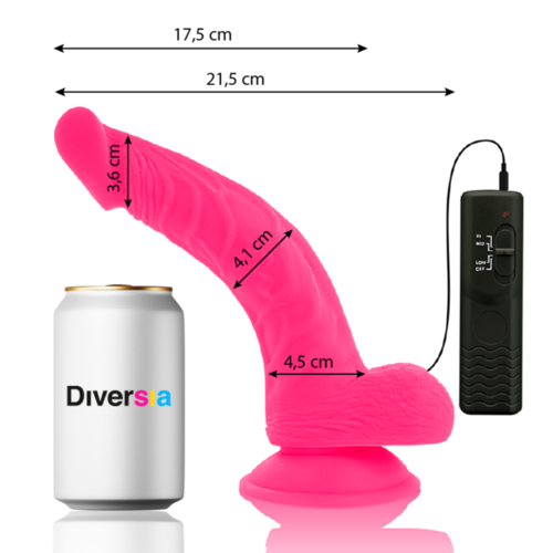 DIVERSIA - DILDO FLEXIBLE CON VIBRACION 21.5 CM - ROSA