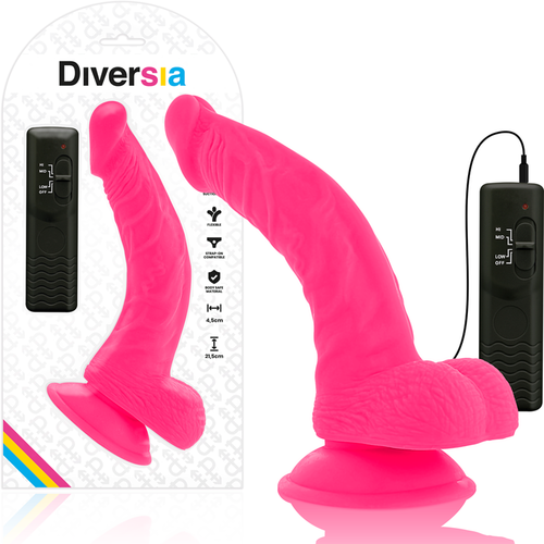 DIVERSIA - DILDO FLEXIBLE CON VIBRACION 21.5 CM - ROSA