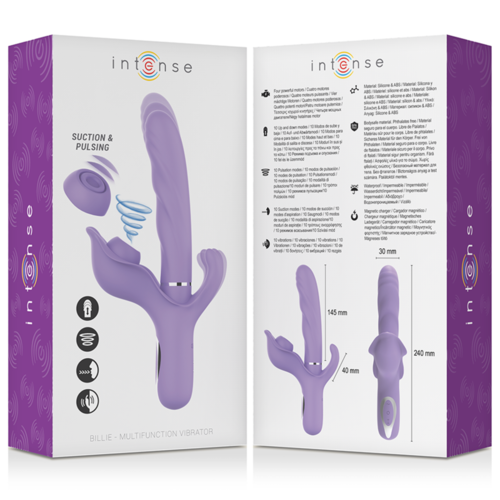 INTENSE - BILLIE VIBRADOR MULTIFUNCIN RECARGABLE SUCCIONADOR CON PULSADOR MORADO