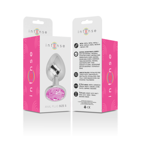 INTENSE - PLUG ANAL METAL ALUMINIO CON CRISTAL ROSA TALLA S