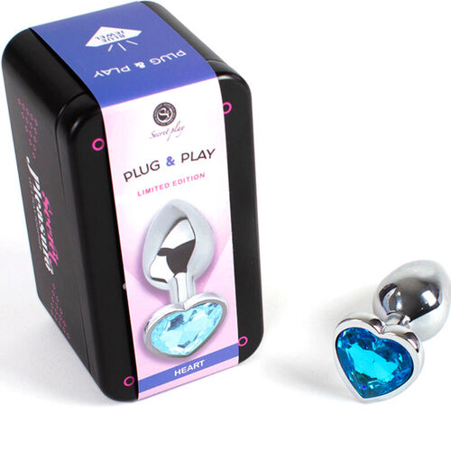 SECRETPLAY - METAL BUTT PLUG CORAZN AZUL TALLA S 7 CM