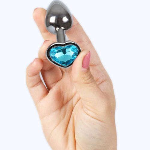 SECRETPLAY - METAL BUTT PLUG CORAZN AZUL TALLA S 7 CM