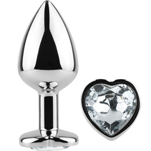 SECRETPLAY - METAL BUTT PLUG CORAZN TRANSPARENTE TALLA S 7 CM