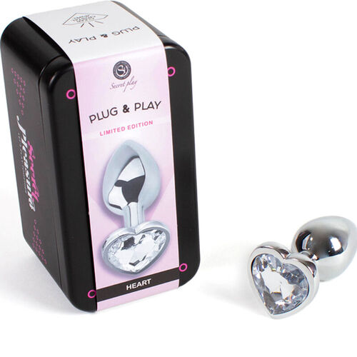 SECRETPLAY - METAL BUTT PLUG CORAZN TRANSPARENTE TALLA S 7 CM